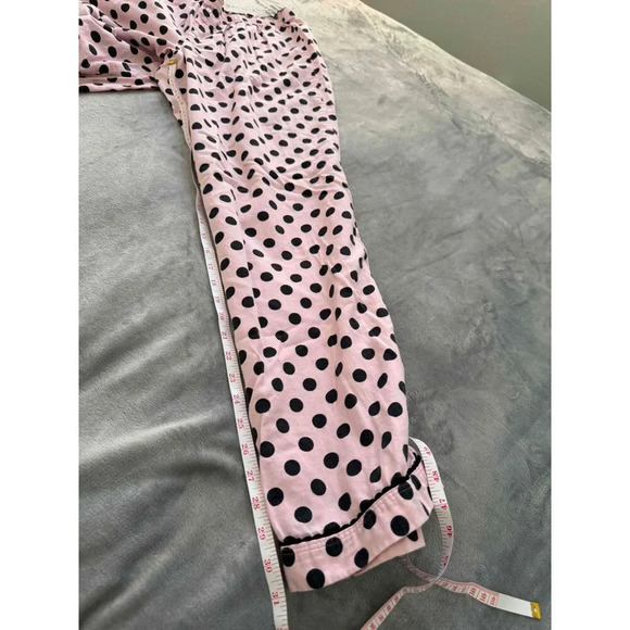 Victoria's Secret Pink Black Polka Dot Elastic Waistband Pajama bottom Long Size - Picture 7 of 7